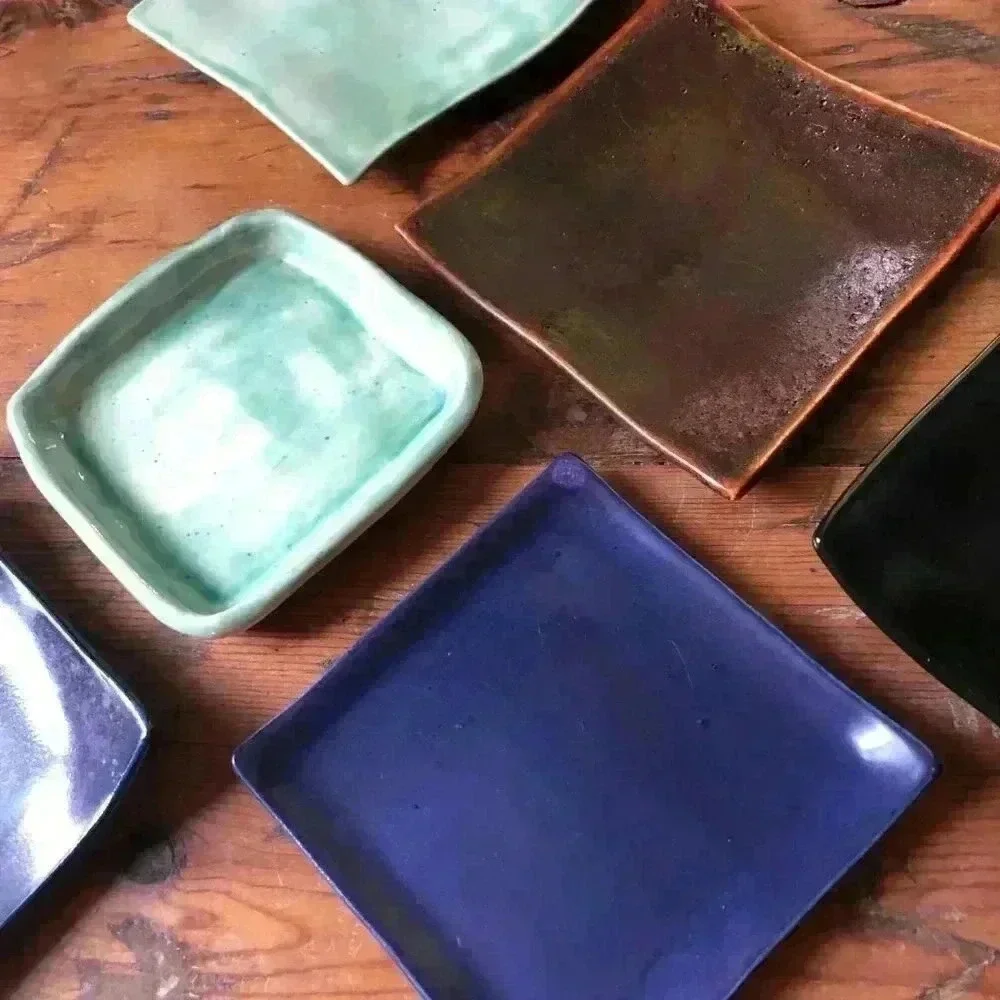 6 Handmade Ceramic Side Dish Plates 4.25